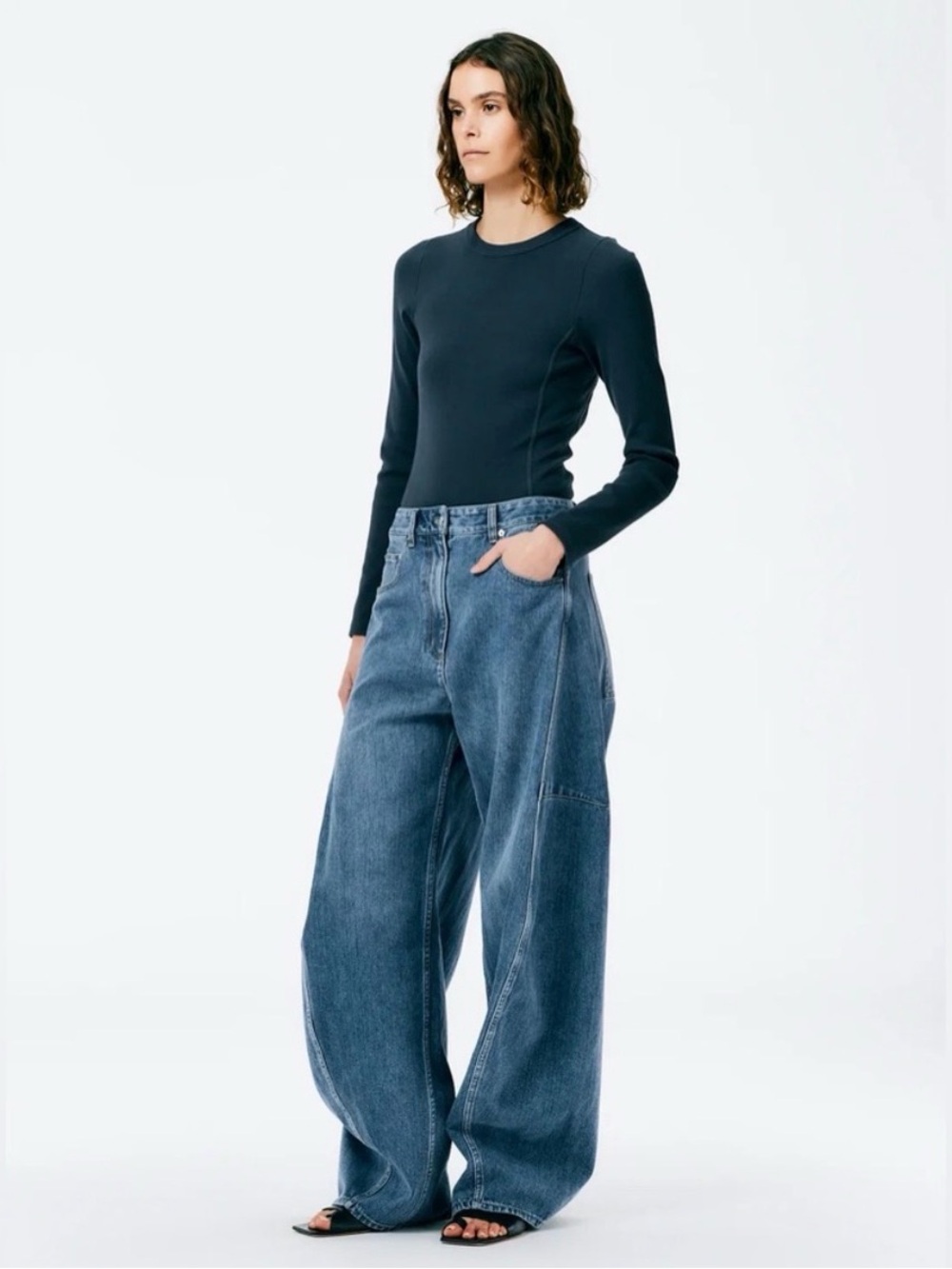 Tibi Sid Jeans Denim Regular Length with snaps